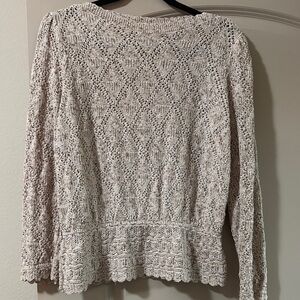 Vintage Leslie Fay II Cream Knit Sweater puff shoulder